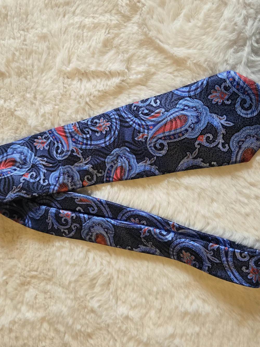 Ermenegildo Zegna Navy Paisley Tie with Blue and Red Accents